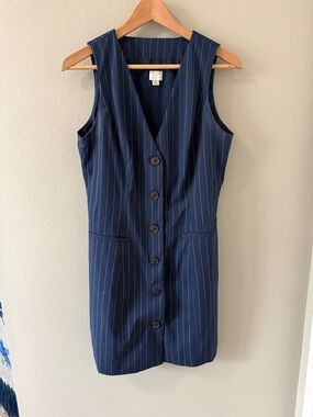a new day Navy Pinstripe Sleeveless Button-Front Mini Dress